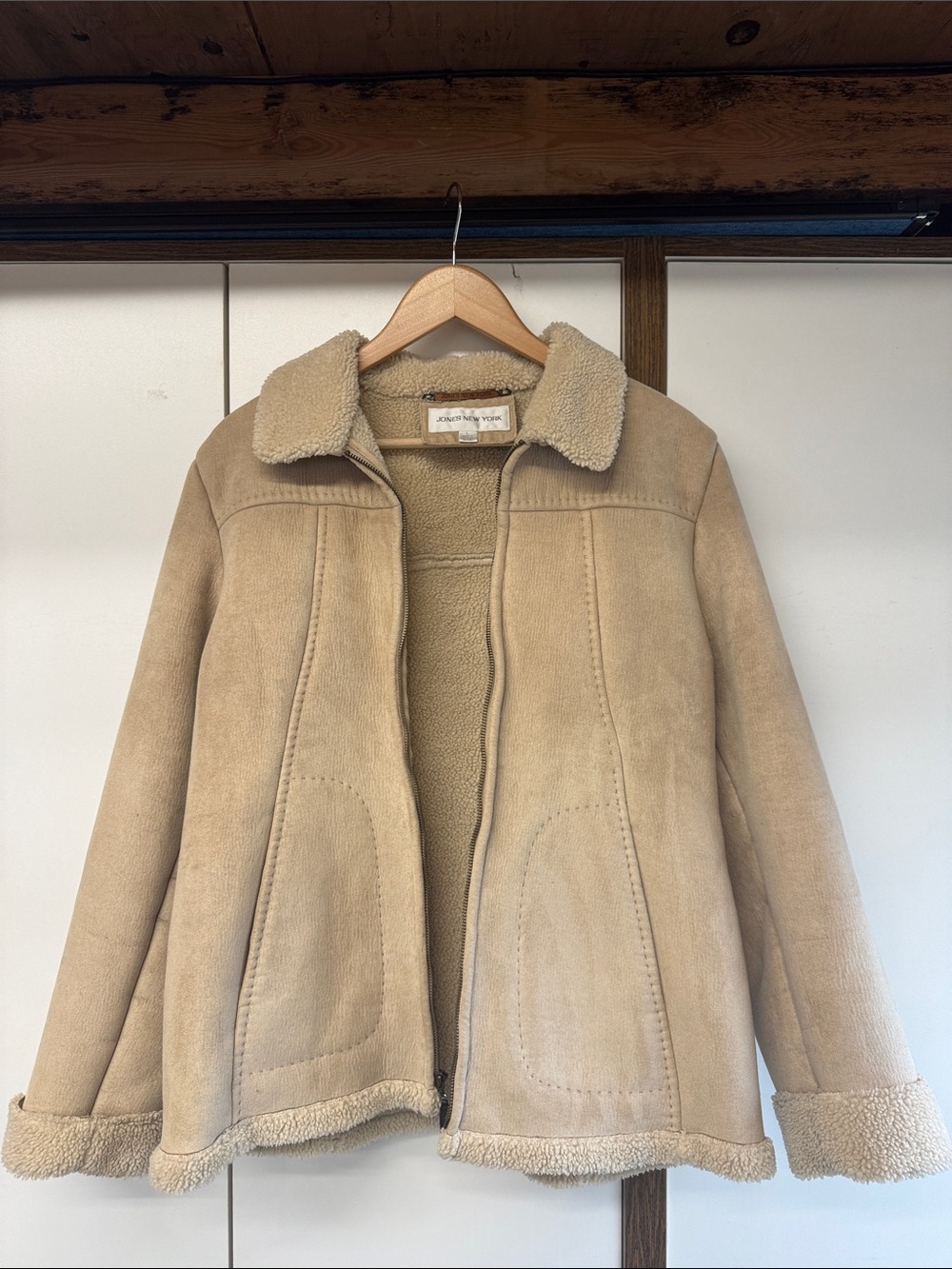 Jones New York Tan Teddy Shearling Jacket